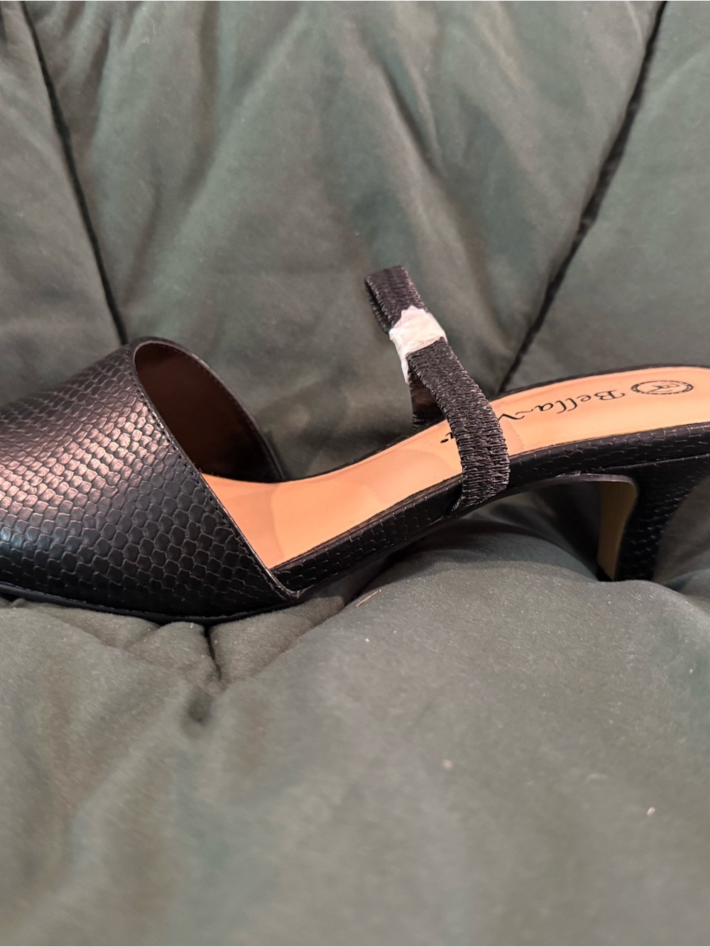Bella Vita Black Textured Pointed-Toe Slingback Flats - Picture 3 of 5